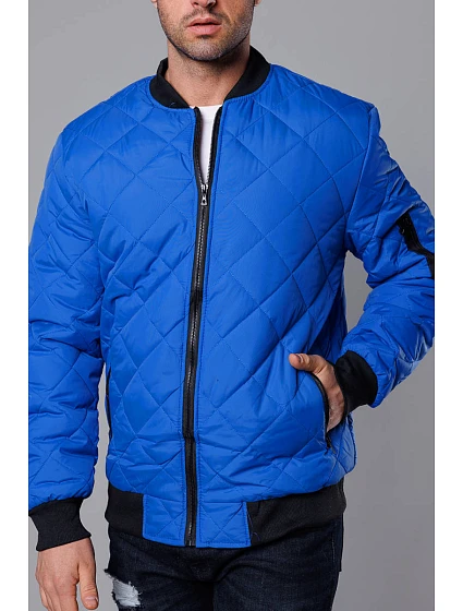 Modrá prošívaná pánská bunda typu "bomber" model 18344889 - J.STYLE Modrá prošívaná pánská bunda typu "bomber" model 18344889 - J.STYLE