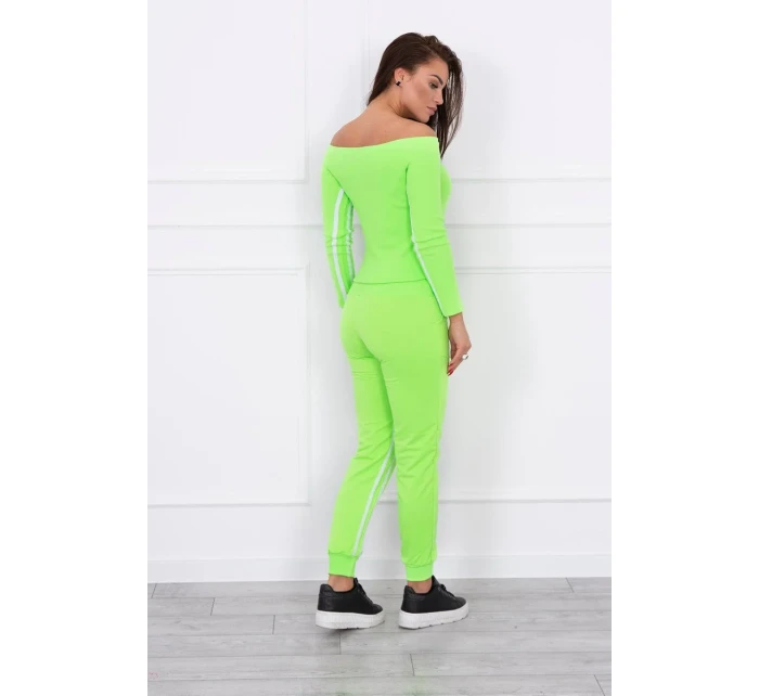 Sada s dvojitým lemováním v neonově zelené barvě