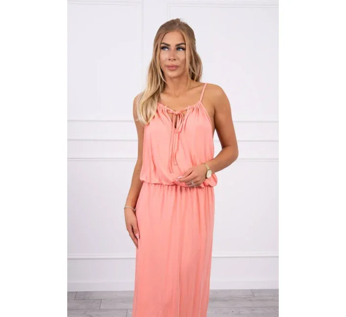 Boho šaty se štrůdlem losos