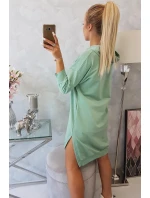 Šaty s kapucí a delšími zády tmavě mátové Šaty s kapucí a delšími zády tmavě mátové