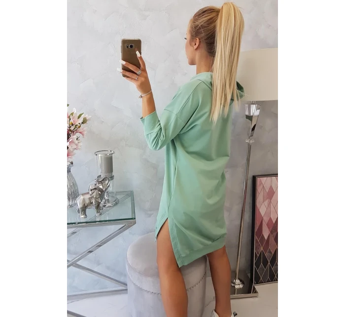 Šaty s kapucí a delšími zády tmavě mátové Šaty s kapucí a delšími zády tmavě mátové