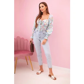 Dámská španělská halenka s květinovým vzorem, dlouhý rukáv mincovna Dámská španělská halenka s květinovým vzorem, dlouhý rukáv mincovna