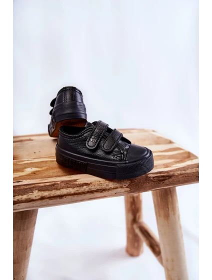 Dětské kožené tenisky na suchý zip BIG STAR KK374090 Černá