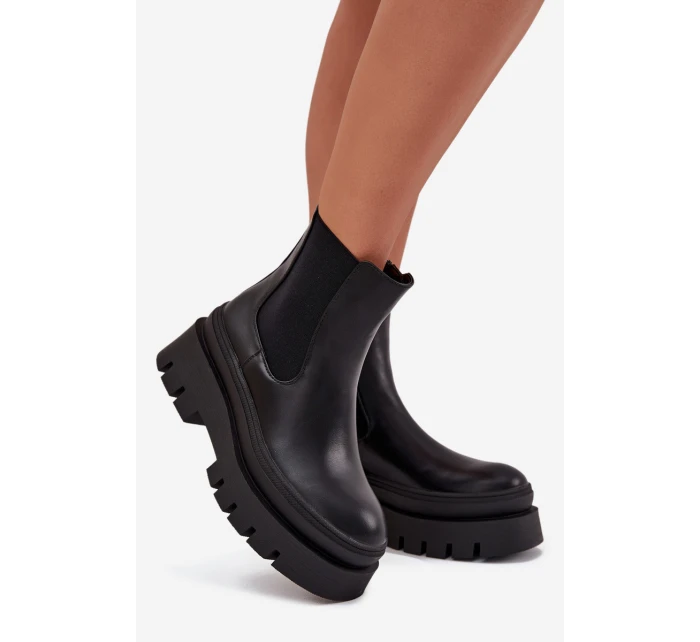 Zateplené dámské boty na platformě černé model 21706677 - Boto