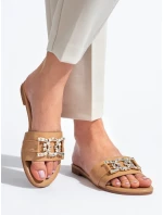 Zajímavé hnědé nazouváky dámské bez podpatku Zajímavé hnědé nazouváky dámské bez podpatku