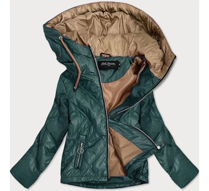 Lehká zelená dámská bunda s kapucí model 20970094 - BH FOREVER Lehká zelená dámská bunda s kapucí model 20970094 - BH FOREVER