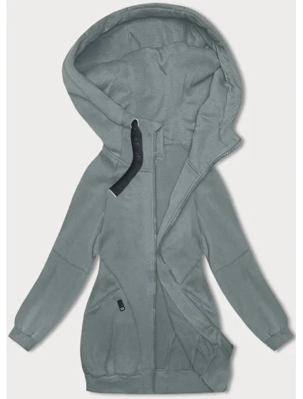 Šedozelená volná dlouhá dámská mikina se stahovacími lemy (AMG-332A) Šedozelená volná dlouhá dámská mikina se stahovacími lemy (AMG-332A)