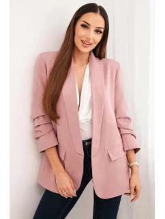 Elegantní sako s klopami tmavě růžové
