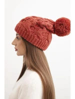 Dámská zimní čepice vlněná s krystaly a vzorem model 21859313 mocca - K-Fashion