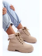 Dámské kožené trapery světle béžové model 21631395 - Boto Dámské kožené trapery světle béžové model 21631395 - Boto