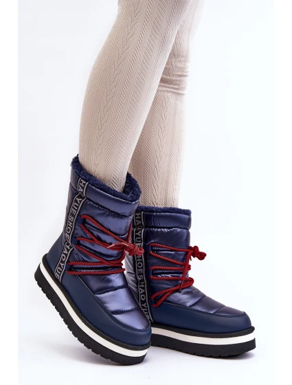 Dámské sněhule s vázáním v modré barvě model 21644706 - Boto Dámské sněhule s vázáním v modré barvě model 21644706 - Boto