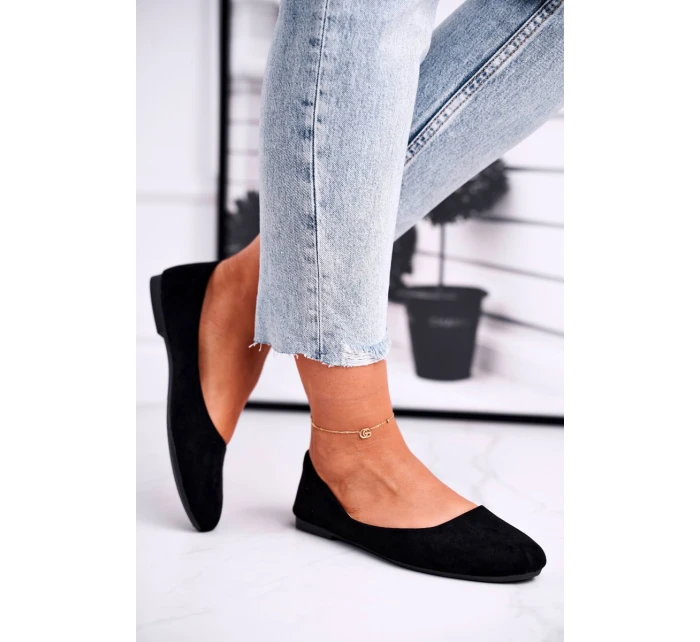 Dámské semišové baleríny černé model 21512735 - EVENTO