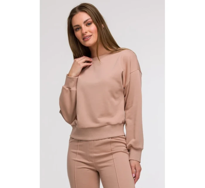 B293 Mikina s otevřenými zády - mocca