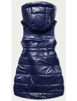 Tmavě modrá lesklá vesta s kapucí (B9782-3) Tmavě modrá lesklá vesta s kapucí (B9782-3)