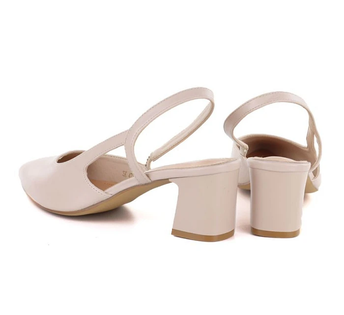 Béžové lodičky na jehlovém podpatku bez podpatku Sergio Leone SK472