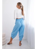 Kalhoty se širokými nohavicemi a kapsami modrý Kalhoty se širokými nohavicemi a kapsami modrý