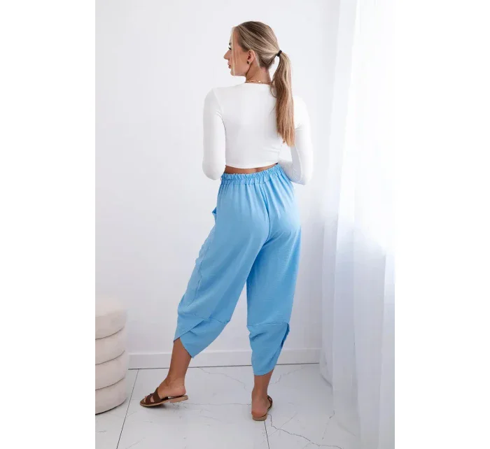 Kalhoty se širokými nohavicemi a kapsami modrý Kalhoty se širokými nohavicemi a kapsami modrý