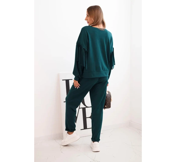 Dámský komplet máslový s třásněmi na rukávech mořský Dámský komplet máslový s třásněmi na rukávech mořský