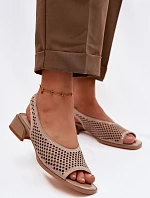 Zdobené síťované dámské sandály na klínku Z & A CR61-3131 Béžové