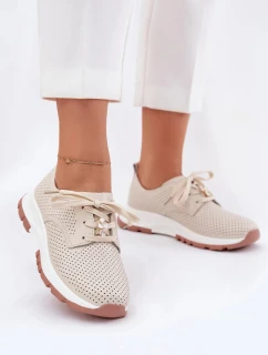 Dámské kožené polobotky s připínacím doplňkem Artiker – béžové