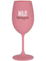 MOJE TERAPIE - růžová sklenice na víno 350 ml