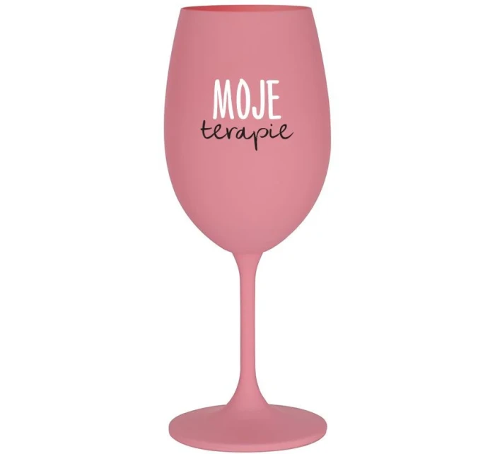 MOJE TERAPIE - růžová sklenice na víno 350 ml