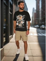 Pánské látkové bojové šortky khaki Dstreet SX2511