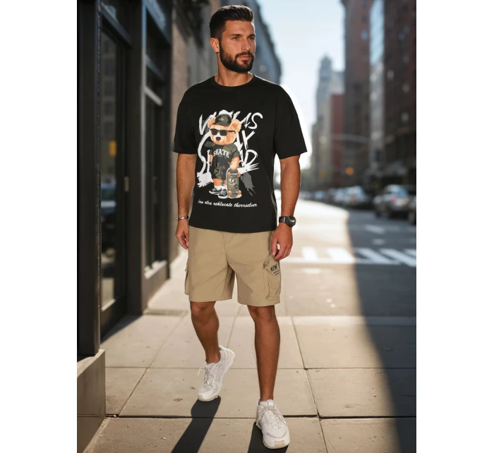 Pánské látkové bojové šortky khaki Dstreet SX2511