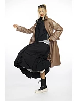 klasický dámský kabát z ekologické kůže ve velbloudí barvě model 19035458 - Ann Gissy
