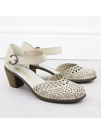 Skórzane damskie na beżowe model 22033933 - Rieker