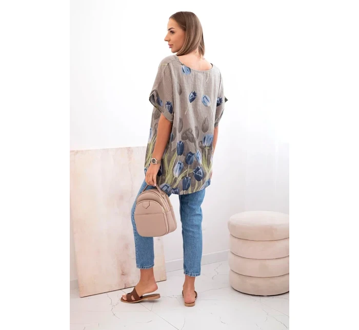 Dámská bavlněná košile s květinovým vzorem fango