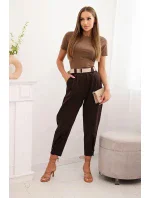 Kalhoty Summer Punto se zapínáním na nohavice hnědý Kalhoty Summer Punto se zapínáním na nohavice hnědý