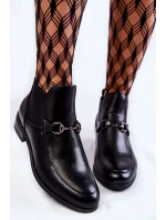 Kožené dámské ploché boty černé Elin