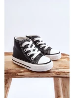 Dětské kožené vysoké tenisky Černe a bíle Marney Dětské kožené vysoké tenisky Černe a bíle Marney