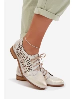 Kožené síťované dámské polobotky Zazoo 3195 zlaté