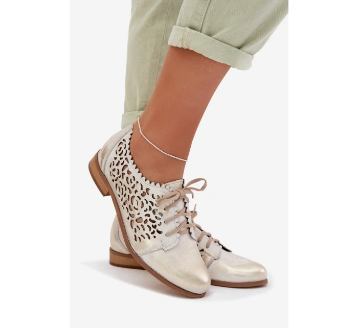 Kožené síťované dámské polobotky Zazoo 3195 zlaté