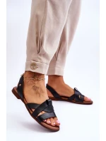 Pohodlné kožené sandály Černé Kayla Pohodlné kožené sandály Černé Kayla