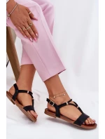 Dámské ploché sandály s pásky S.Barski – černé