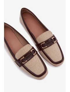 Dámské mokasíny / loafersy s ozdobným detailem – hnědo-béžové Evelora