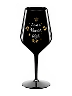 SNÍM O VÁNOCÍCH BÍLÝCH - černá nerozbitná sklenice na víno 470 ml