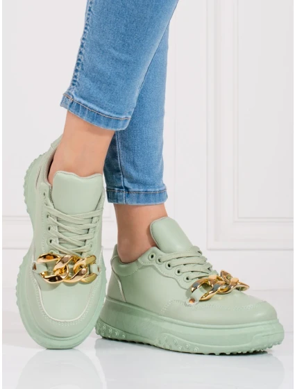 Moderní zelené  tenisky dámské bez podpatku