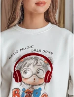 Dámská mikina s potiskem LALA VIBE bílá FashionStreet BY1504 Dámská mikina s potiskem LALA VIBE bílá FashionStreet BY1504