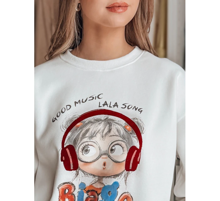 Dámská mikina s potiskem LALA VIBE bílá FashionStreet BY1504 Dámská mikina s potiskem LALA VIBE bílá FashionStreet BY1504