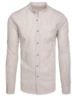 Pánská košile s dlouhým rukávem a límečkem hnědá Dstreet model 21989457 - FashionStreet