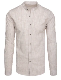 Pánská košile s dlouhým rukávem a límečkem hnědá Dstreet model 21989457 - FashionStreet