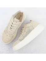 Dámská obuv na platformě se šněrováním béžová model 22098387 - VINCEZA