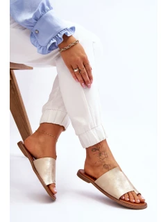 Dámské kožené žabky Světle zlatá model 21613209 - EVENTO