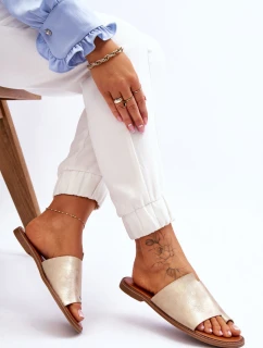 Dámské kožené žabky Světle zlatá model 21613209 - EVENTO
