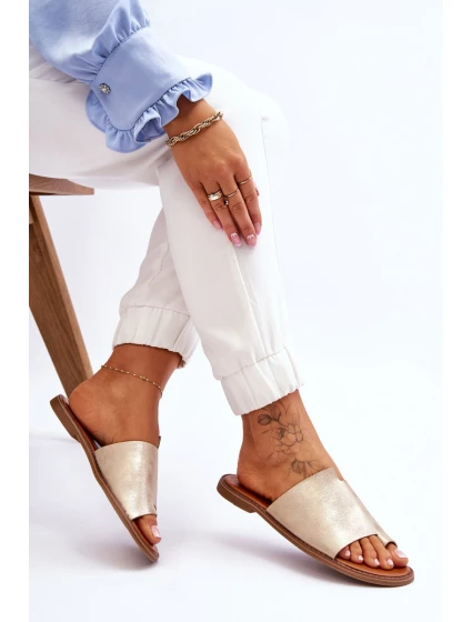 Dámské kožené žabky Světle zlatá model 21613209 - EVENTO Dámské kožené žabky Světle zlatá model 21613209 - EVENTO