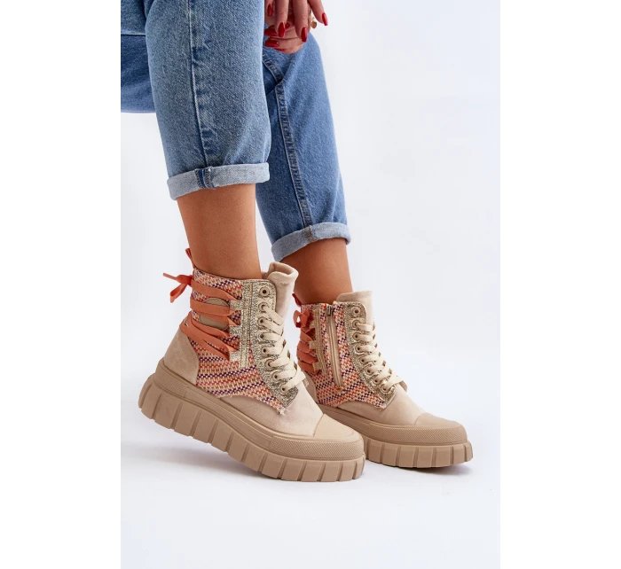 Vysoké Semišové Tenisky Bežové model 21650673 - Boto Vysoké Semišové Tenisky Bežové model 21650673 - Boto